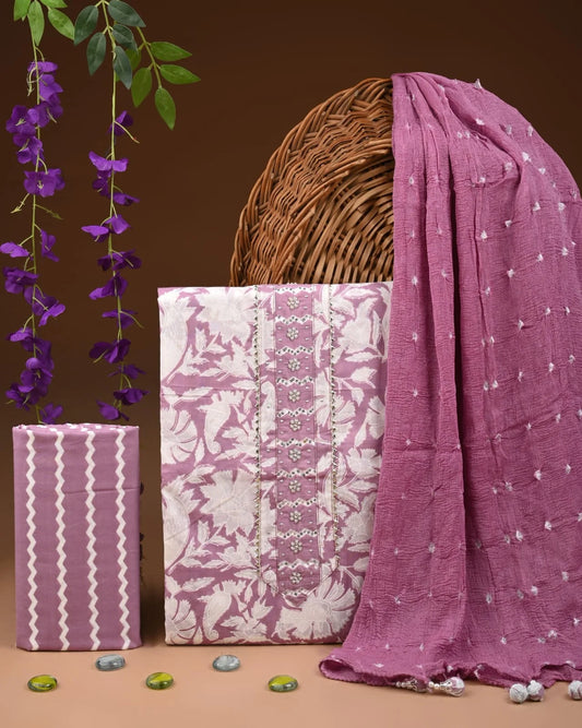PREMIUM GOTA PATTI COTTON SUIT SET WITH CHIFFON DUPATTA